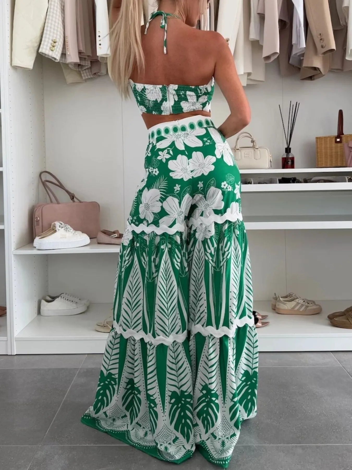 Printed Halter Neck Cami and Skirt Set Two Piece Dresses