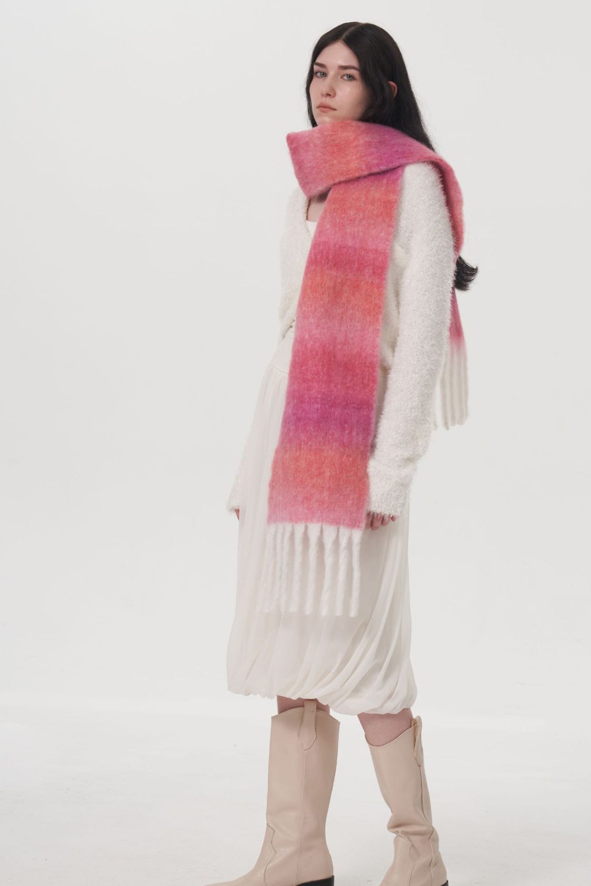 Fringe Gradient Thermal Scarf 