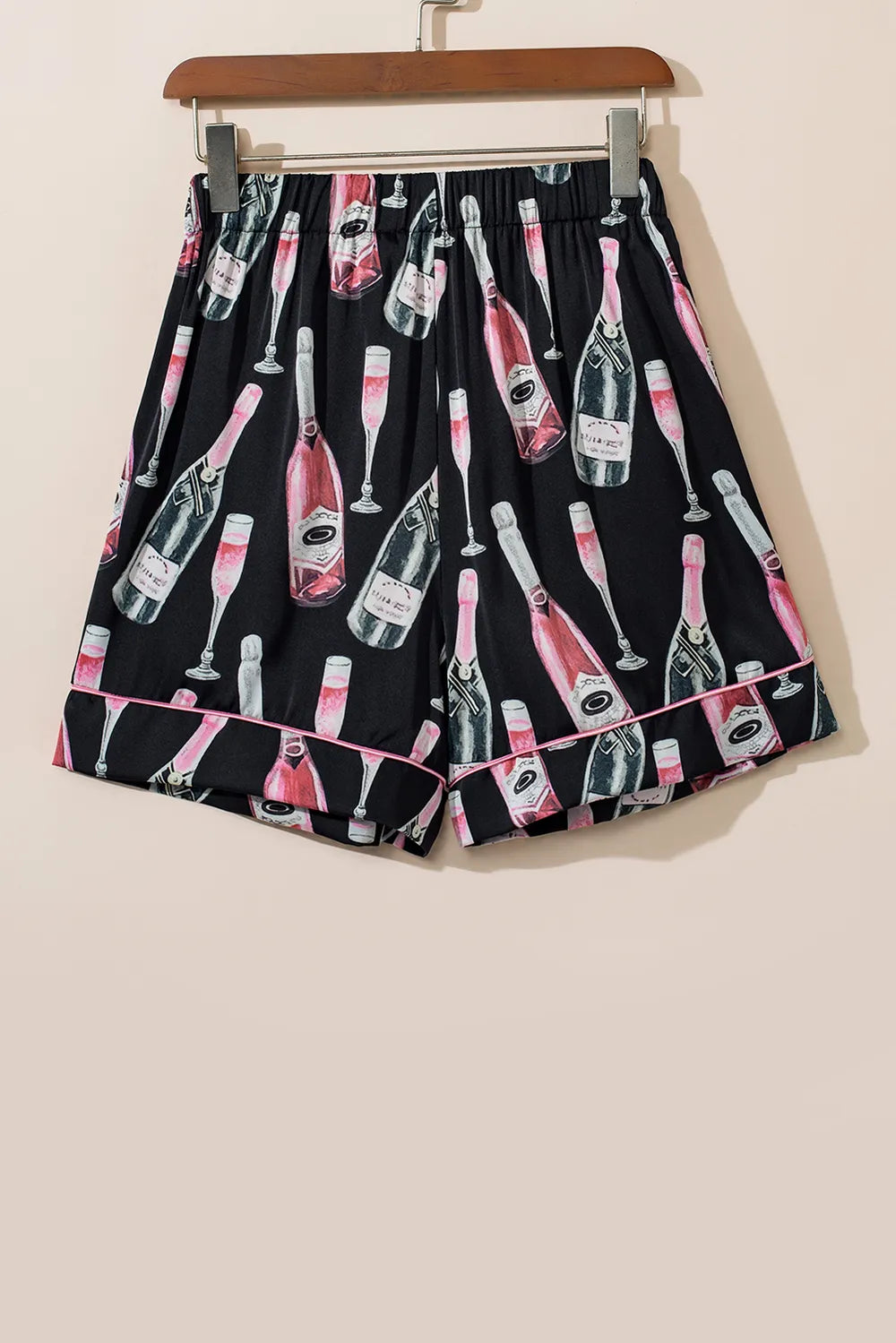 Champagne Print Short Sleeve Top and Shorts Set Lingerie & Nightwear