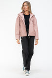 How Dare U Drawstring Hem PU Leather Zip Up Jacket 