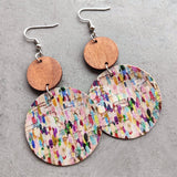 Round Shape Wooden Dangle Earrings 