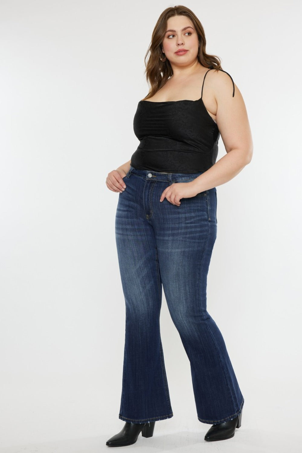 Kancan Full Size Mid Rise Slim Flare Jeans 