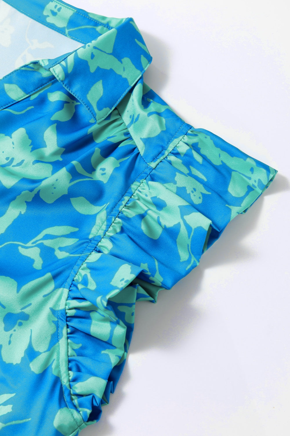 Plus Size Ruffled Printed Cap Sleeve Mini Dress 