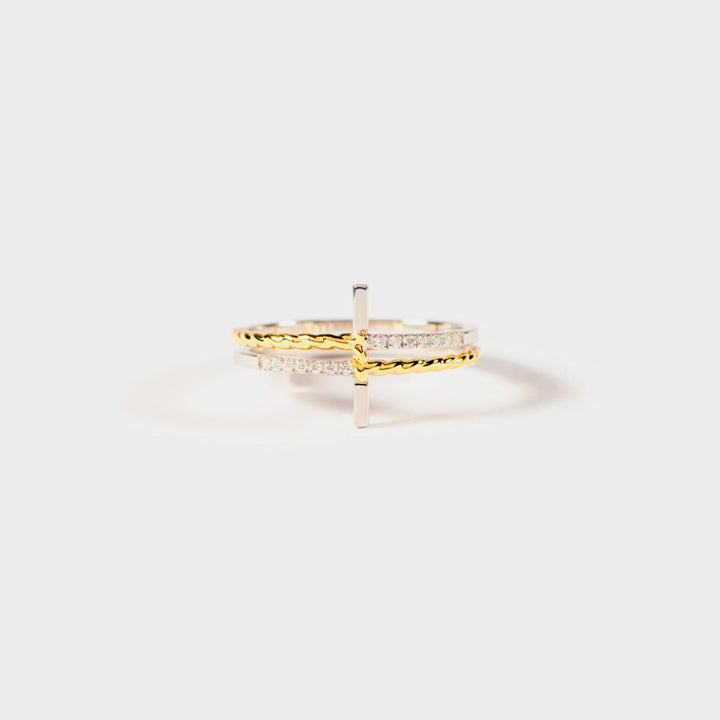 Cross Zircon 925 Sterling Silver Ring 