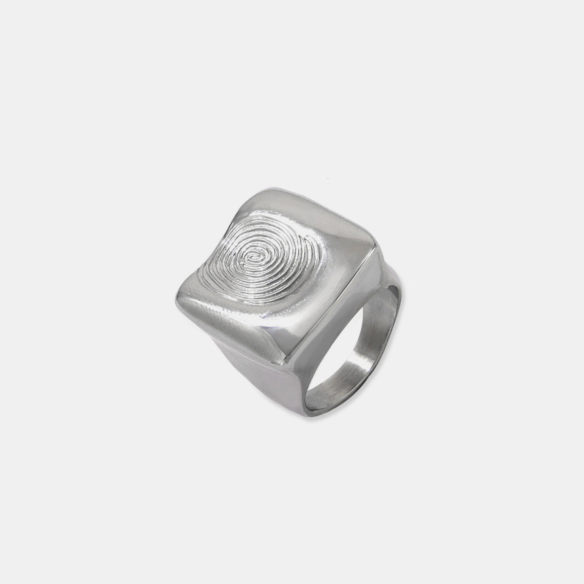 Titanium Steel Fingerprint Signet Ring 