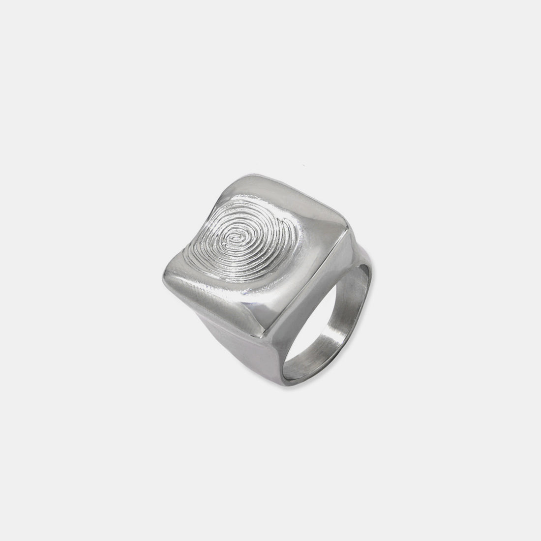 Titanium Steel Fingerprint Signet Ring 