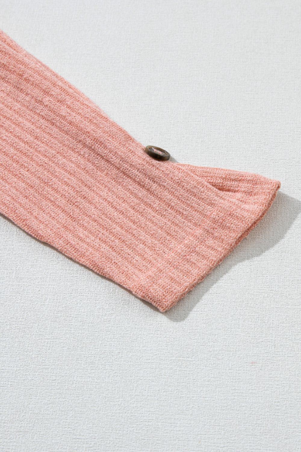 Quarter Button Round Neck Dropped Shoulder Knit Top 