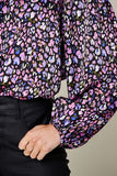 Double Take Full Size Printed Balloon Sleeve Shirt 