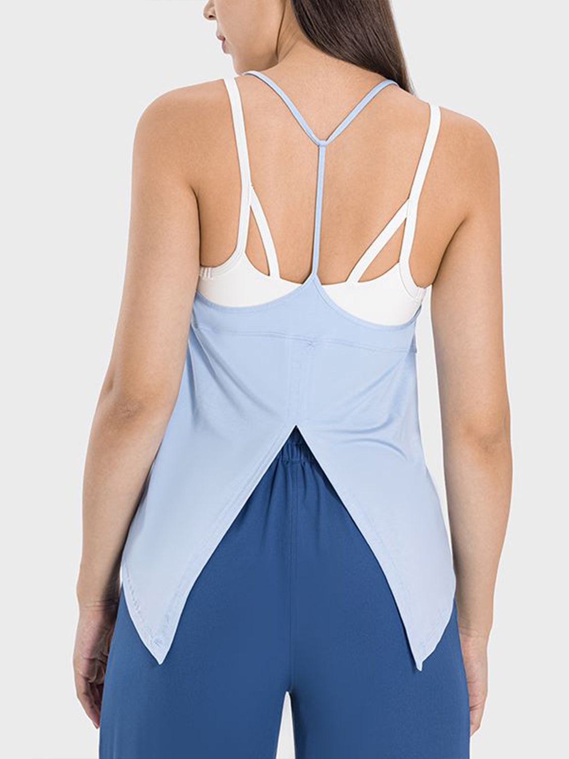 Millennia Slit Spaghetti Strap Scoop Neck Active Cami 