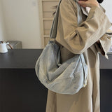 Adjustable Strap Denim Tote Bag 