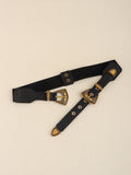 Double Buckle PU Leather Belt 
