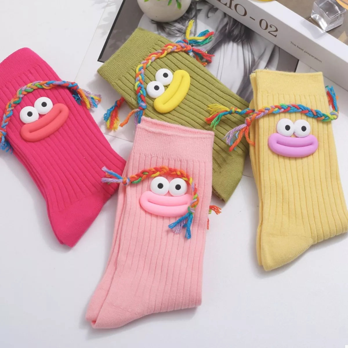 Cartoon Ribbed Knit Crew Socks Lingerie & Nightwear