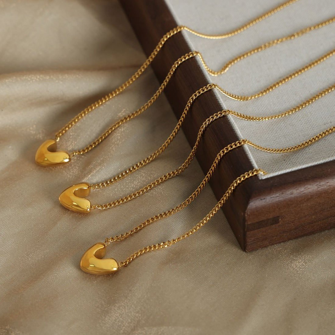 Gold-Plated Heart Pendant Necklace 