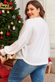 Plus Size Studded Star Round Neck Long Sleeve Blouse 