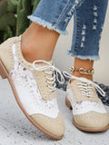 Lace-Up Detail Round Toe Sneakers 