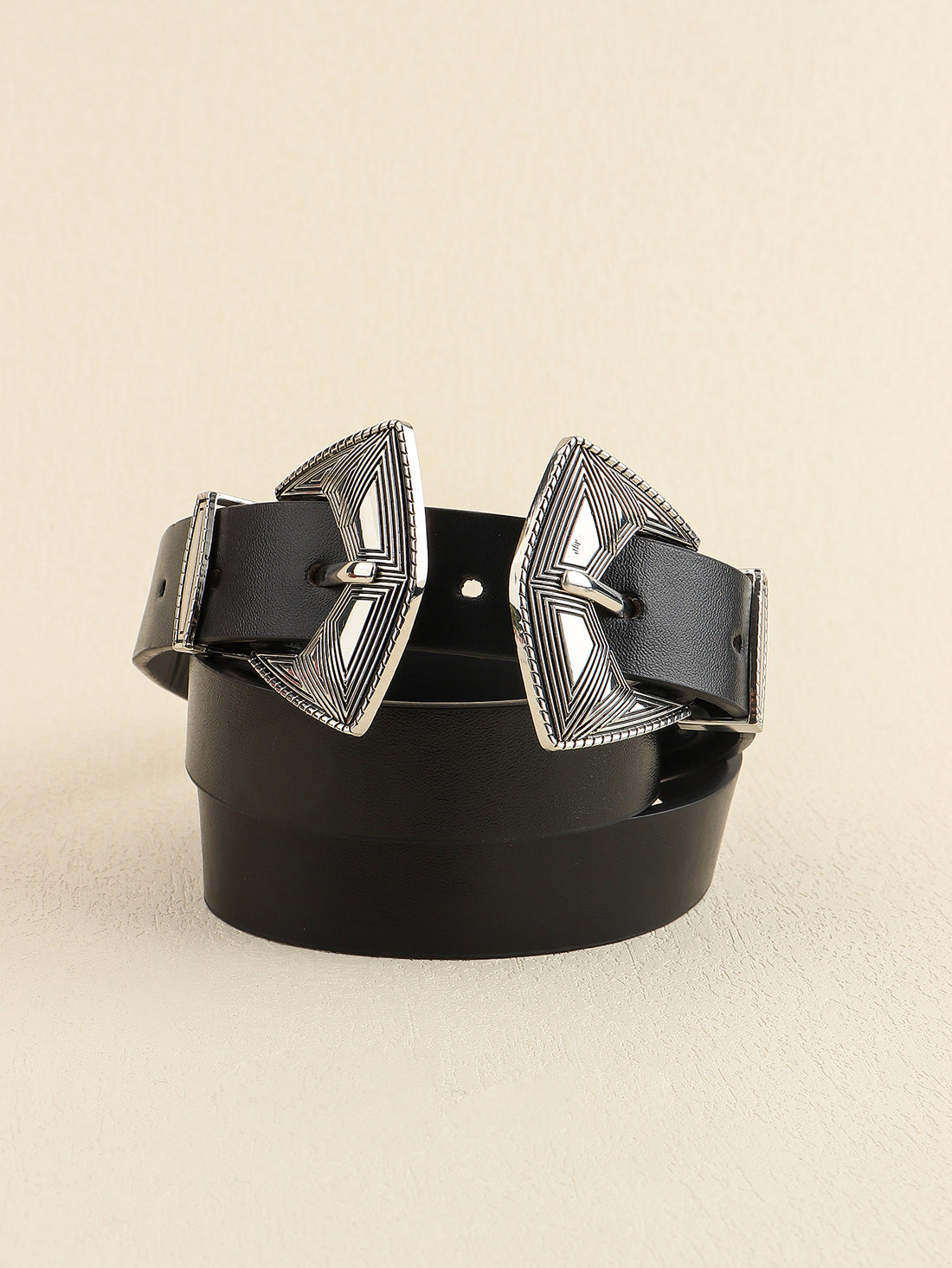 Double Buckle PU Leather Belt 