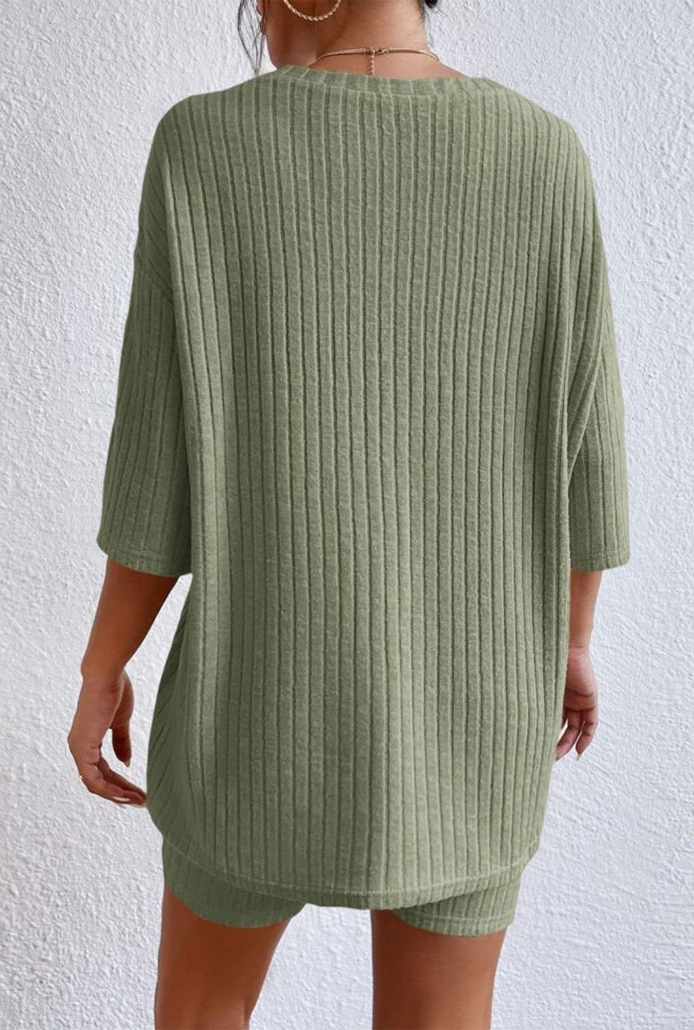 Round Neck Ribbed Top and Shorts Lounge Set Lingerie & Nightwear