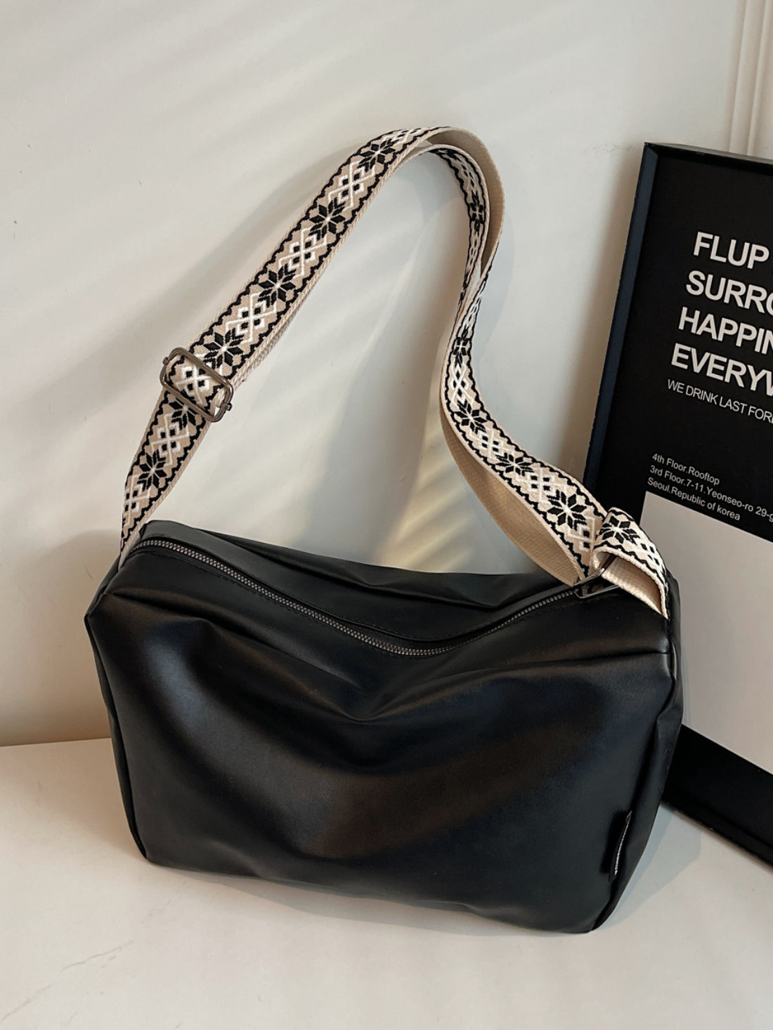 PU Leather Adjustable Strap Crossbody Bag 