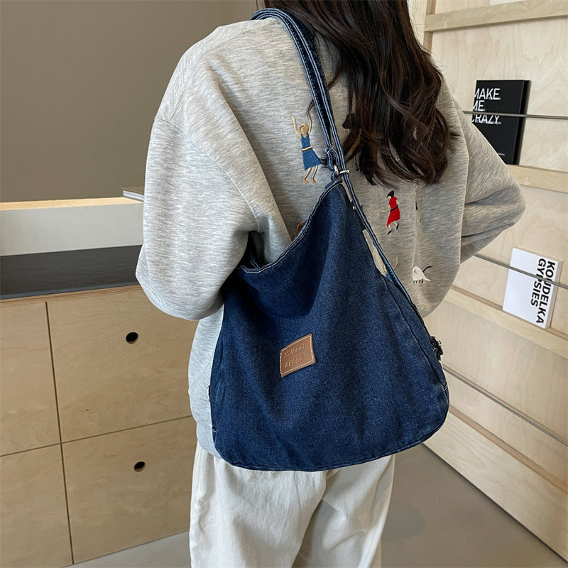 Adjustable Strap Denim Shoulder Bag 