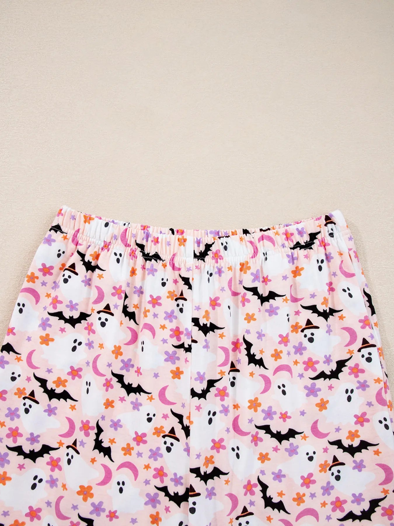 Halloween Ghost Print Button Up Top and Pants Lounge Set Lingerie & Nightwear