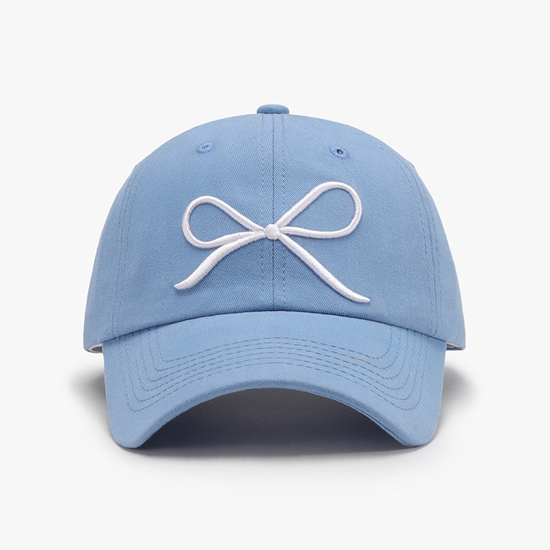 Bow Embroidered Cotton Baseball Cap 