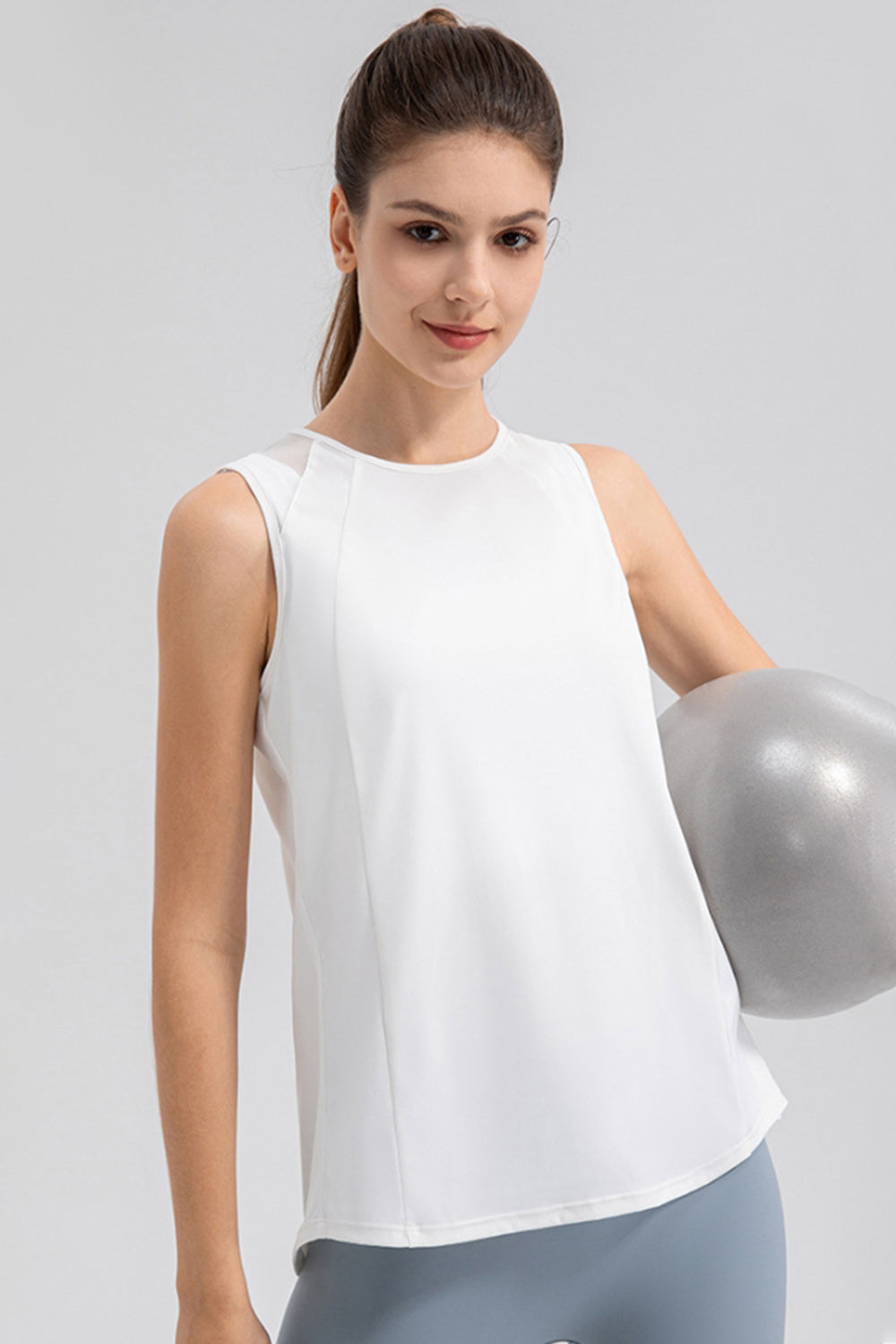 Round Neck Wide strap Active Tank 