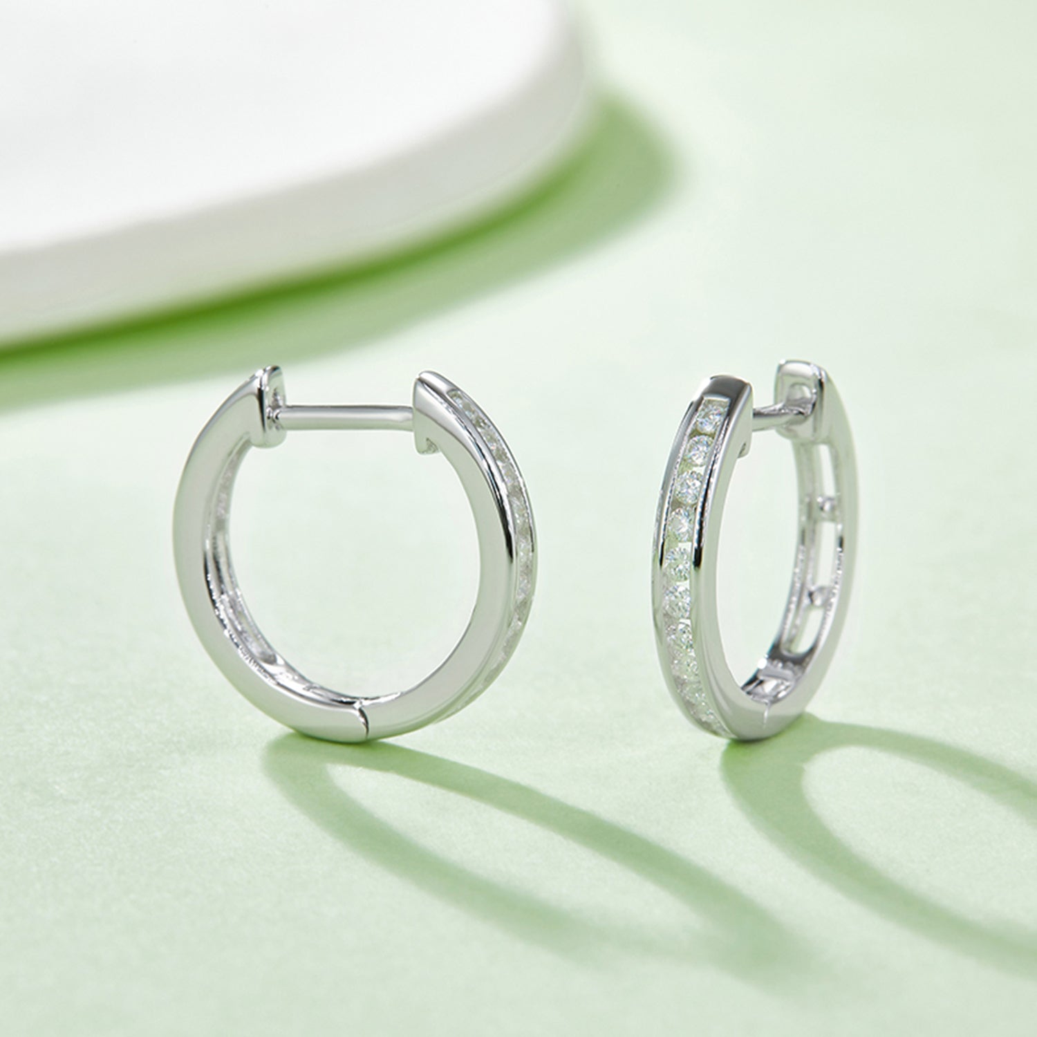 Moissanite 925 Sterling Silver Huggie Earrings 