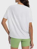 Millennia Drawstring Round Neck Short Sleeve Active T-Shirt 