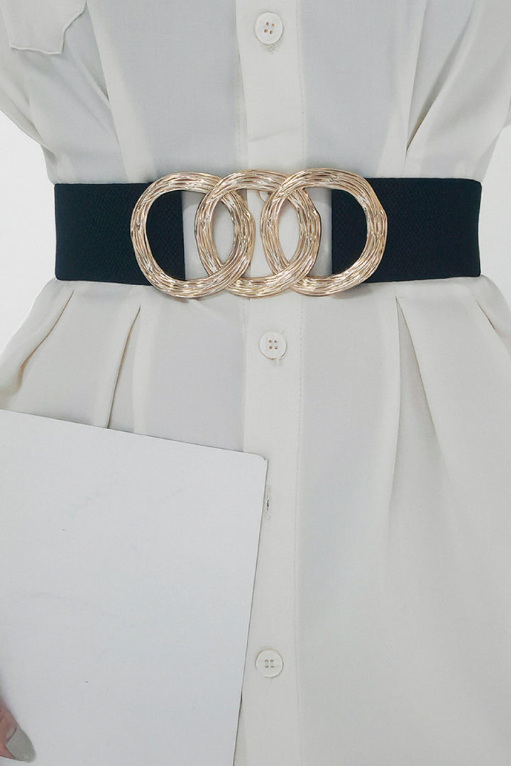 Zinc Alloy Buckle Elastic Wide Belt 