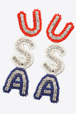 USA Beaded Zircon Decor Earrings 