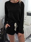 Round Neck Raglan Sleeve Top and Shorts Lounge Set Lingerie & Nightwear