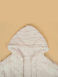 Plus Size Open Front Hooded Plush Coat 