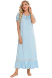Lace Detail Short Sleeve Lounge Dress 
