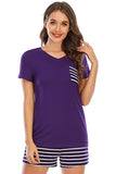 Striped Short Sleeve Top and Shorts Lounge Set Lingerie & Nightwear