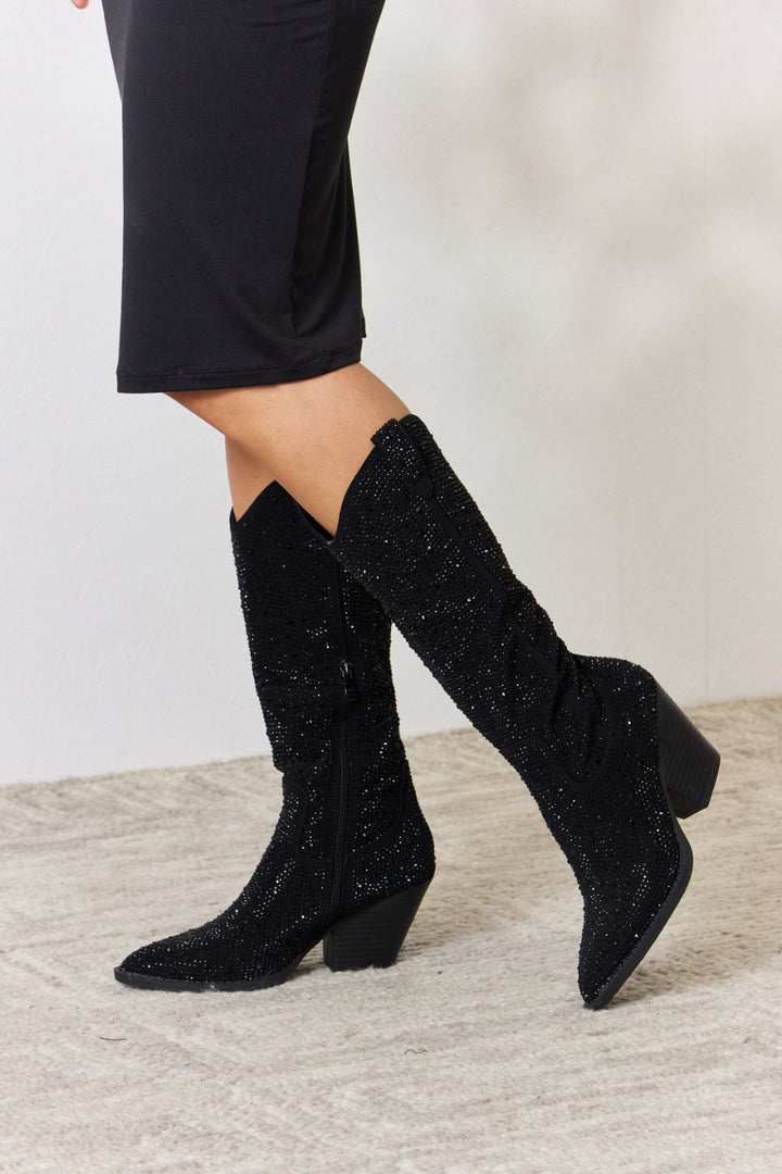 Forever Link Rhinestone Knee High Cowboy Boots 