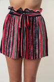 White Birch Full Size High Waisted Striped Shorts 