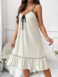 Full Size Tiered Ruffled Lounge Dress with Contrast Trim Plus Size Lingerie & Nightwear