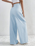 V-Waisted Ruched Front Wide Leg Pants 