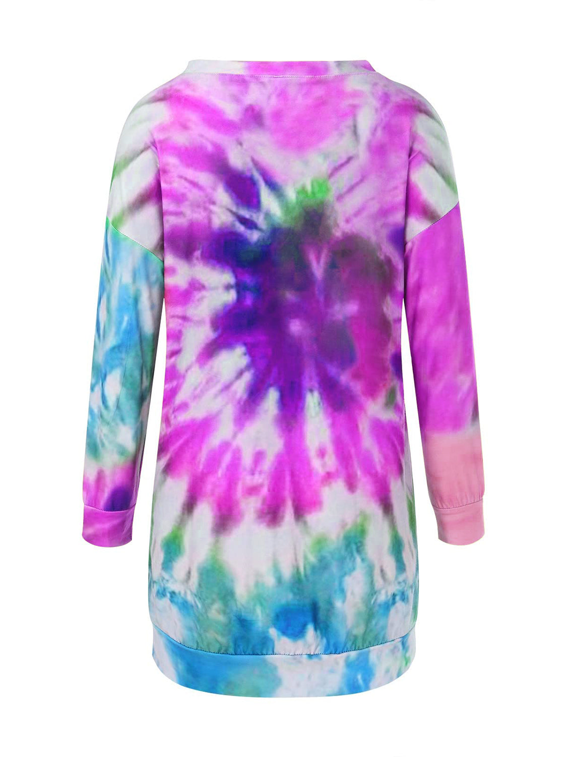 Full Size Tie-Dye Round Neck Long Sleeve Dress 