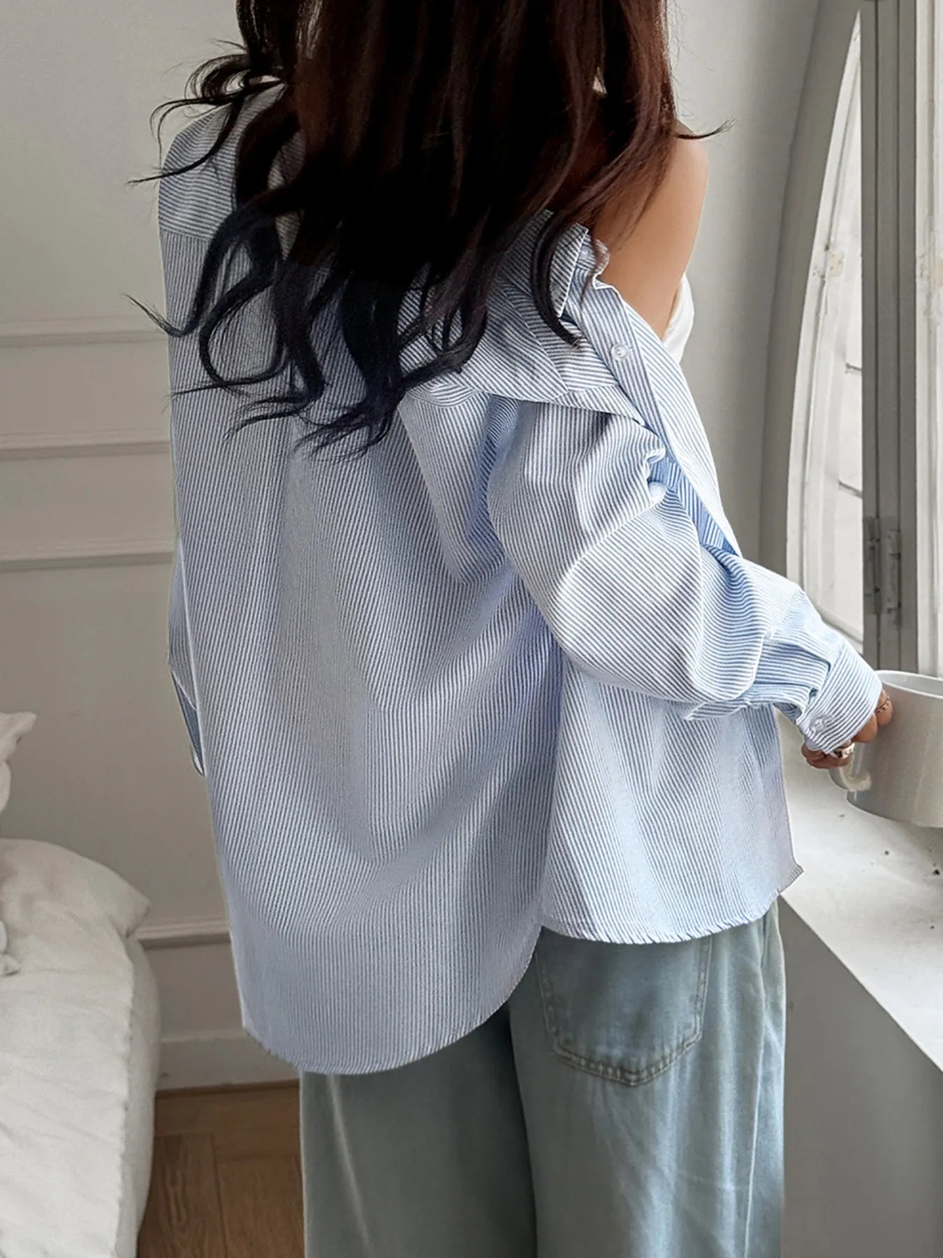 Striped Button-Down Relaxed Fit Shirt 