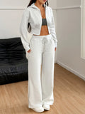 Zip Up Long Sleeve Top and Pants Set Two Piece Dresses