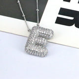 Copper Inlaid Zircon Letter Pendant Necklace 