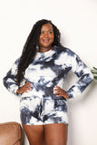 Shiny Tie-Dye Round Neck Top and Shorts Lounge Set 