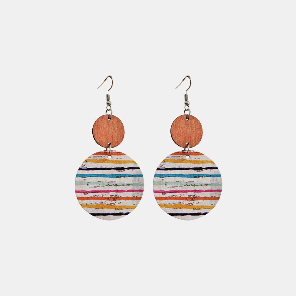 Round Shape Wooden Dangle Earrings 