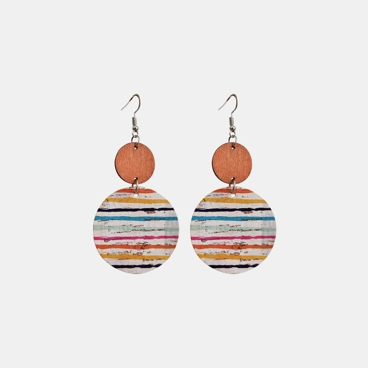 Round Shape Wooden Dangle Earrings 