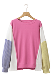 Exposed Seam Contrast Long Sleeve Sweatshirt 