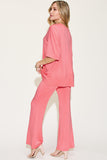 Basic Bae Full Size Bamboo Drop Shoulder T-Shirt and Flare Pants Set 