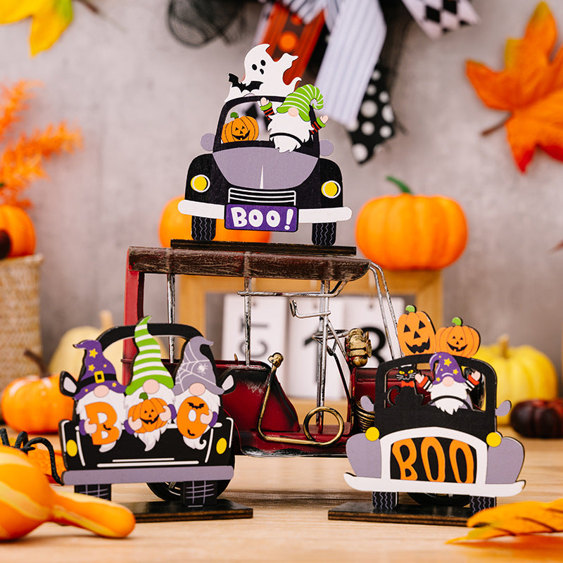 3-Piece Halloween Element Car-Shape Ornaments 