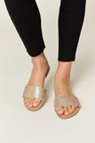 WILD DIVA Rhinestone Open Toe Flat Sandals 