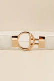 Circle Shape Buckle Zinc Alloy Buckle PU Leather Belt 